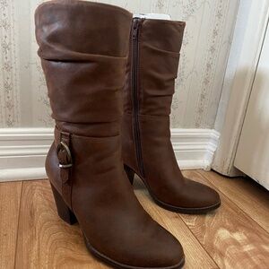 Baretraps Brown Mid-Calf Heeled Boots – Women’s Size 6, Comfortable & Stylish